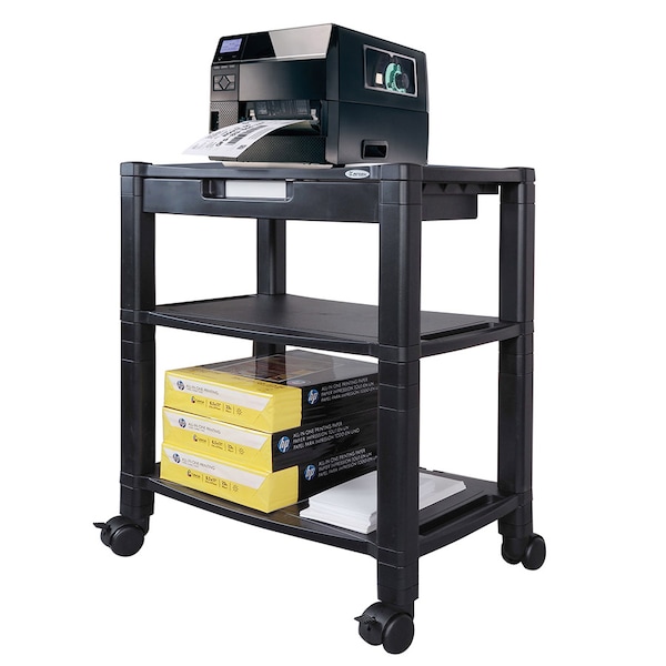Kantek Wide Three Shelf Desk-side Mobile Printer Stand w/Organizing Drawer PS640 - main